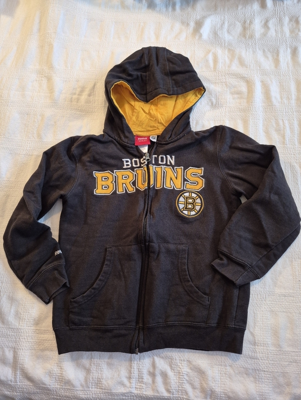 Boston Bruins boys size Medium 10/12 black full zip hoodie sweatshirt VGUC